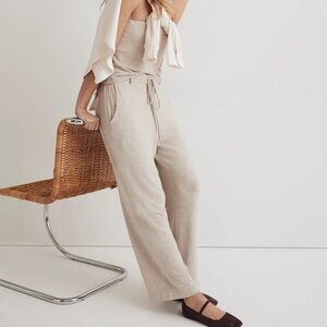 2 pc set Donni Sz M Beige Sweater Wide Leg Cargo Casual Lounge Pants / tube top